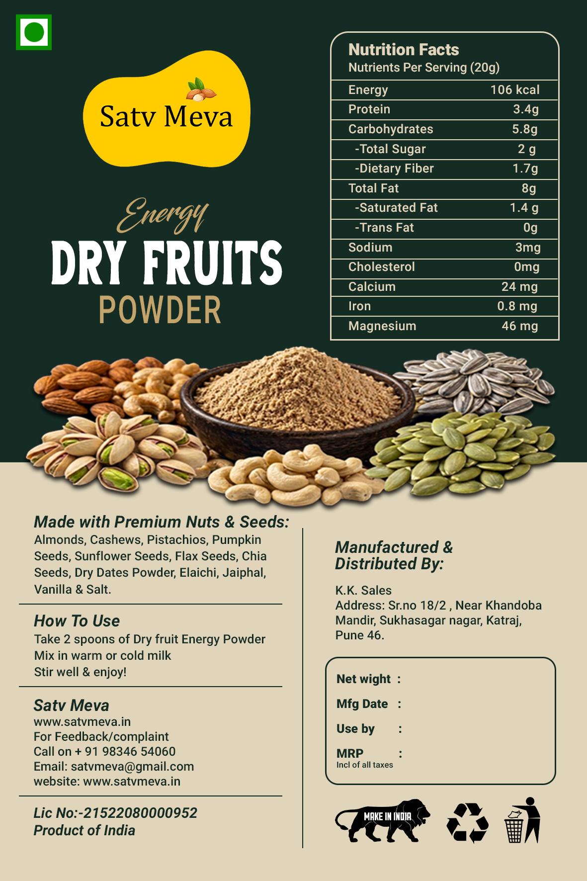 Energy Dry Fruit Powder