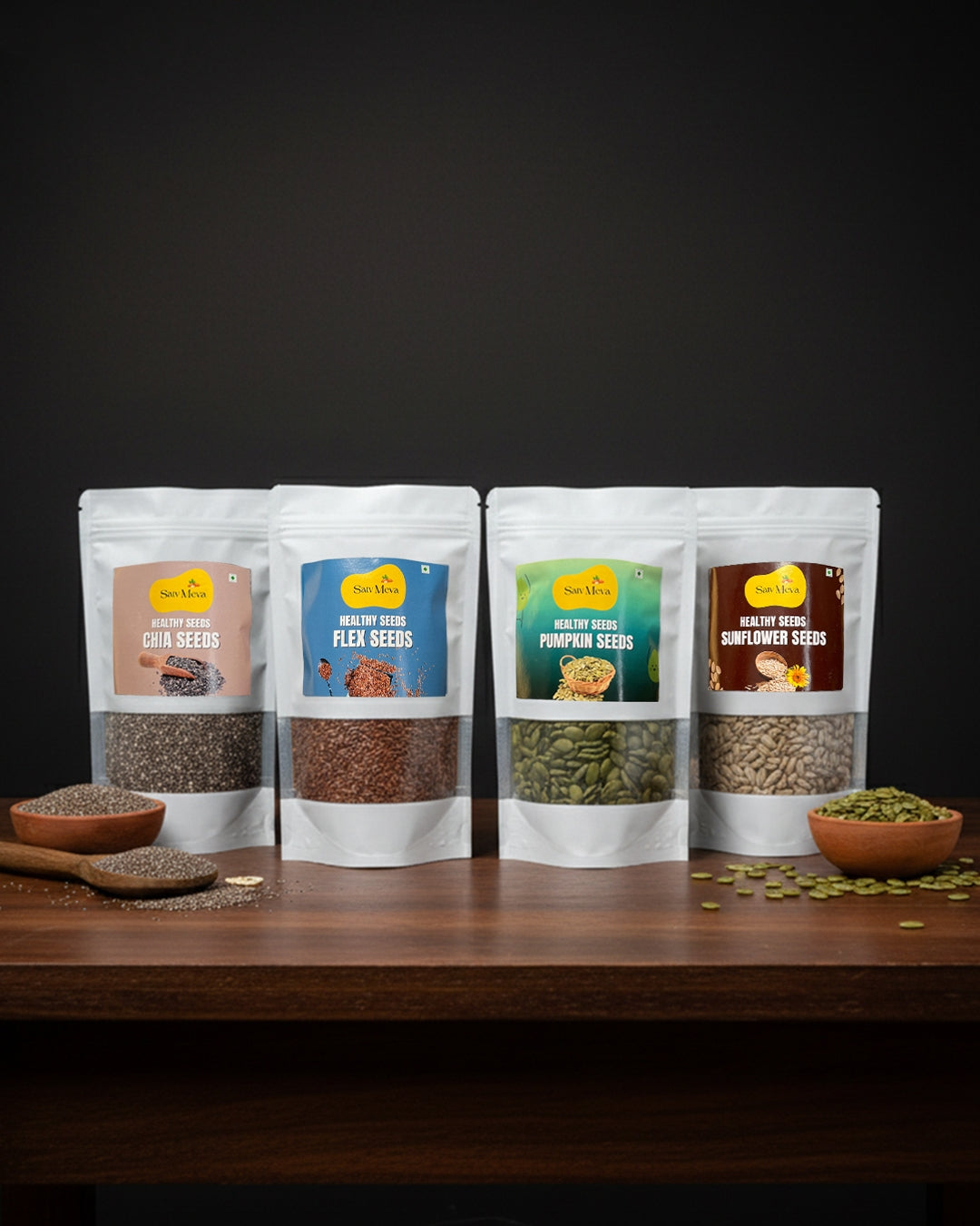 4-in-1 Super Seed Combo Pack | Chia, Flax, Pumpkin & Sunflower Seeds